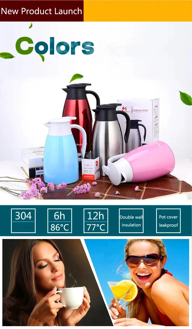 1.5L 2L Metal Vacuum Thermal Tea and Coffee Stainless Steel Pot