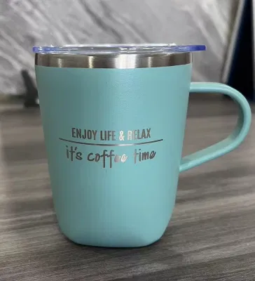 Tasse à café isolée en acier inoxydable, tasse de voyage à double paroi avec poignée et couvercle sans BPA